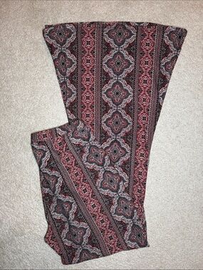 EARTHBOUND Red & Black Patterned Flare Pants